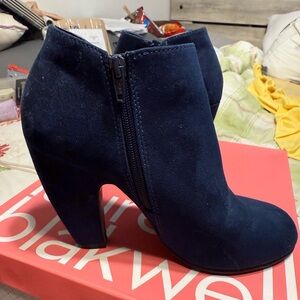 Dark Blue Suede Ankle Booties